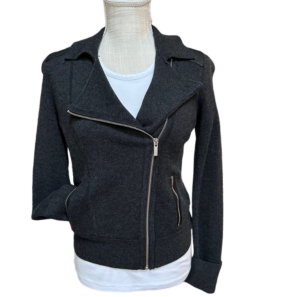 Banana Republic Womens‎ Charcoal Gray Wool Full Zipp Moto Jacket Size M